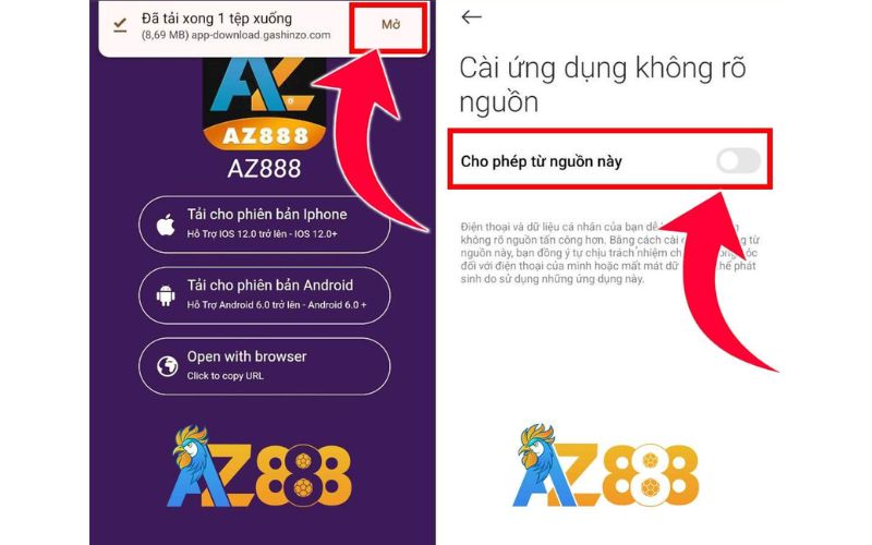 Chọn mở và cho phép từ nguồn này
